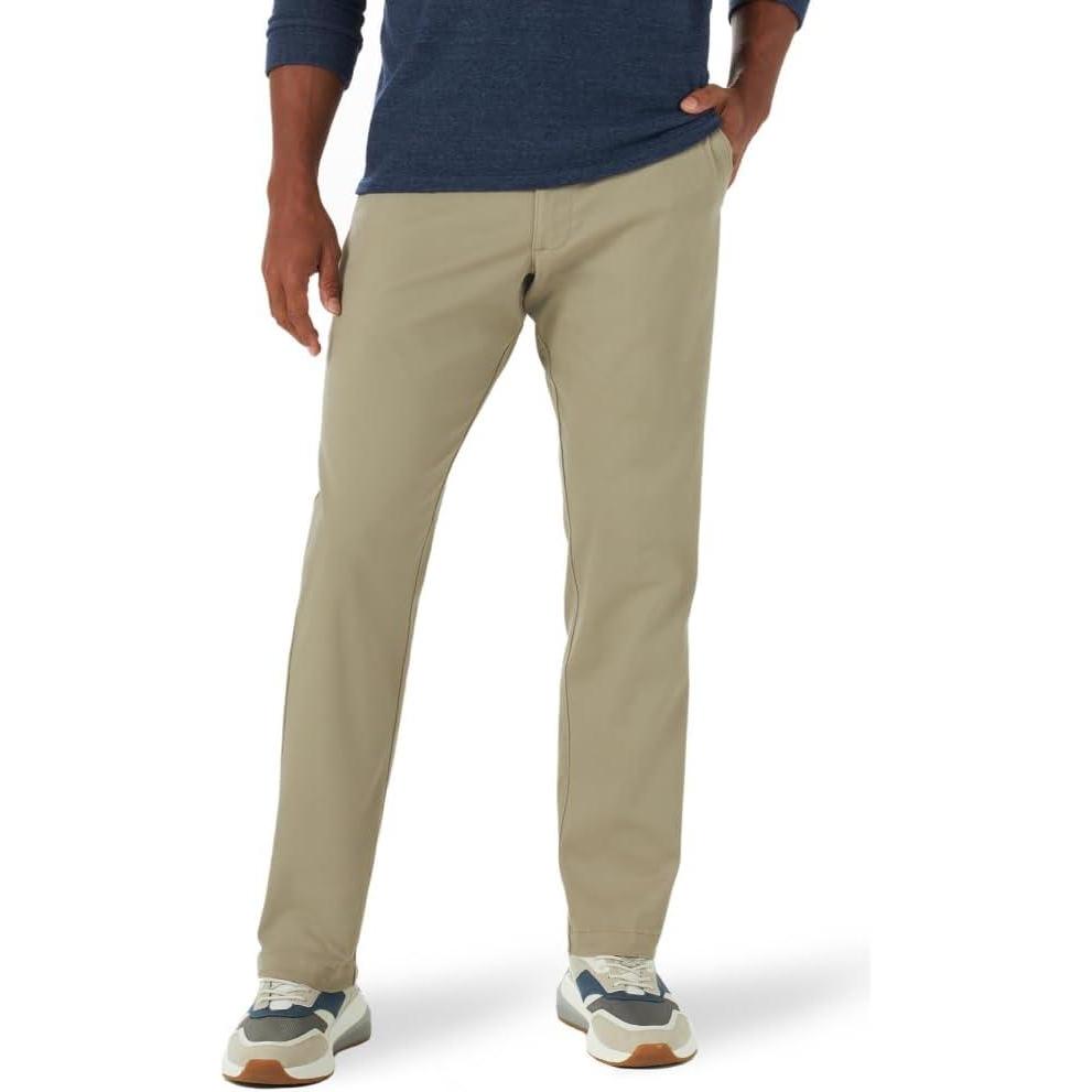 imageLee Mens Extreme Motion Flat Front Relaxed Taper PantKhaki