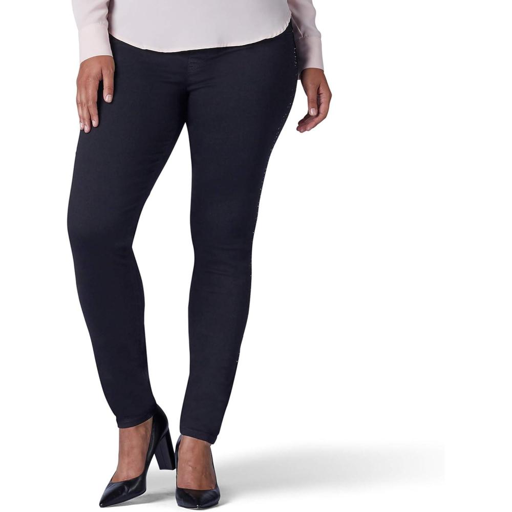 imageLee Womens Plus Size Sculpting Slim Fit Skinny Leg Pull on JeanBlack Deco