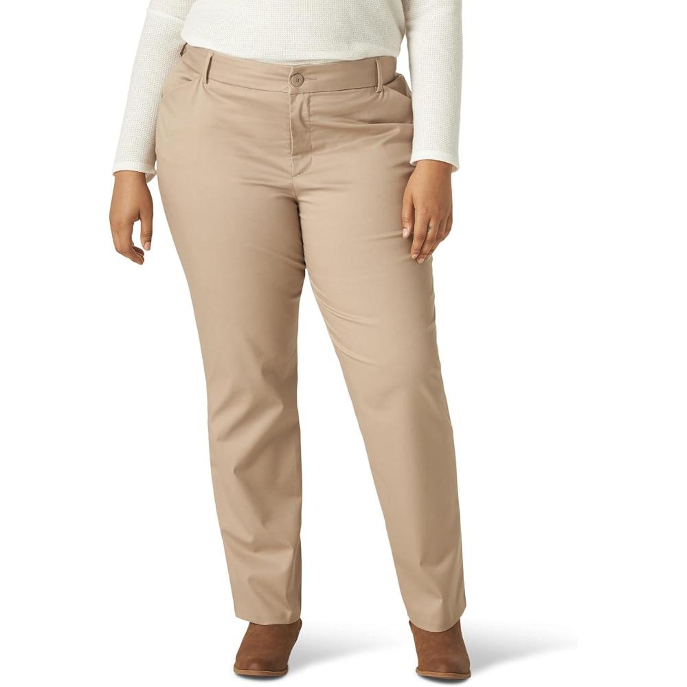 imageLee Womens Plus Size Wrinkle Free Relaxed Fit Straight Leg PantFlax