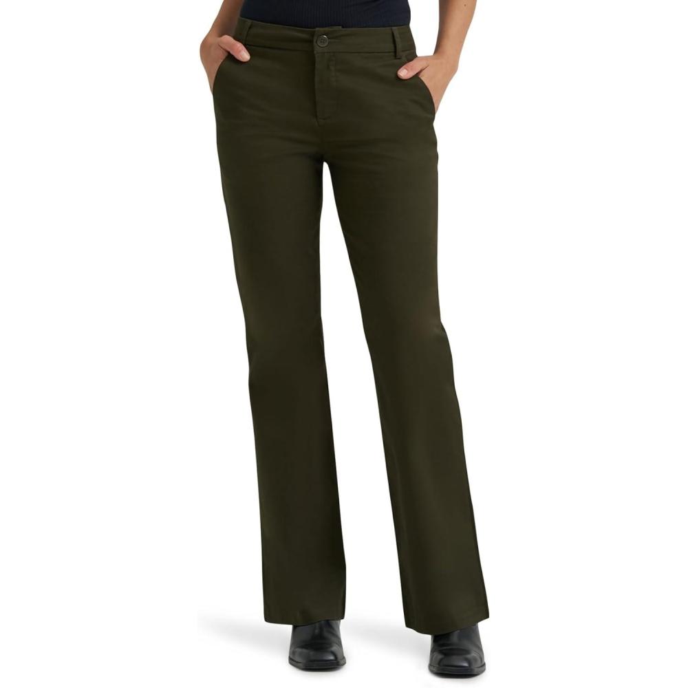 imageLee Womens Wrinkle Free Mid Rise Bootcut PantOlive Night