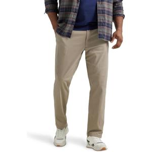 Lee Mens Big & Tall Extreme Motion Flat Front Relaxed Taper Pant(Khaki)