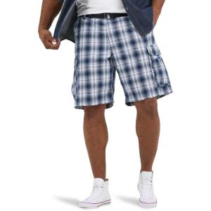 Lee Men’s Big & Tall New Belted Wyoming Cargo Short(Blue Plaid)