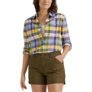 Lee Women’s Legendary Long Sleeve All Purpose Button Down Shirt(Kiwi Field Plaid)
