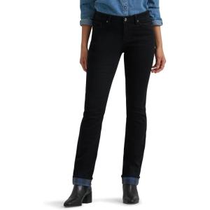 Lee Womens Legendary Mid Rise Straight Leg Jean(Dark Wander – Plaid Fleece Lined)