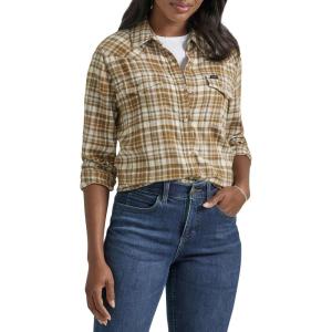 Lee Womens Legendary Slim Fit Western Snap Shirt(Neutral Multi Plaid)