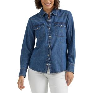 Lee Womens Legendary Slim Fit Western Snap Shirt(Understated Ground)