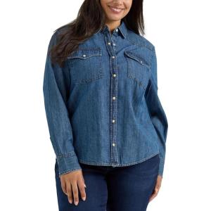 Lee Womens Plus Size Legendary Long Sleeve Western Snap Shirt(Understated Ground)