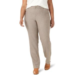 Lee Womens Plus Size Wrinkle Free Relaxed Fit Straight Leg Pant(Dark Earth)