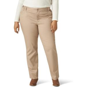 Lee Womens Plus Size Wrinkle Free Relaxed Fit Straight Leg Pant(Flax)