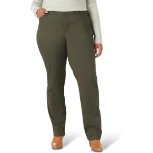 Lee Womens Plus Size Wrinkle Free Relaxed Fit Straight Leg Pant(Frontier Olive)