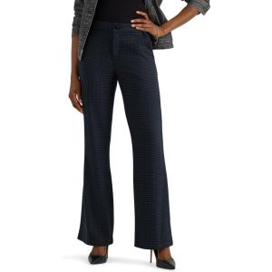 Lee Womens Wrinkle Free Mid Rise Bootcut Pant(Charcoal Black Houndstooth)