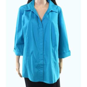 Riders by Lee Indigo Womens Plus Size Easy Care ¾ Sleeve Woven Shirt(Algiers Blue)