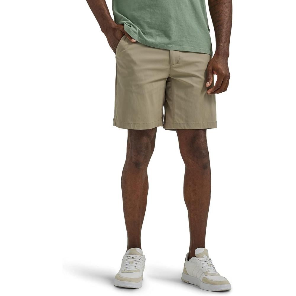 imageLee Mens Extreme Motion Regular Fit Synthetic Flat Front ShortMushroom