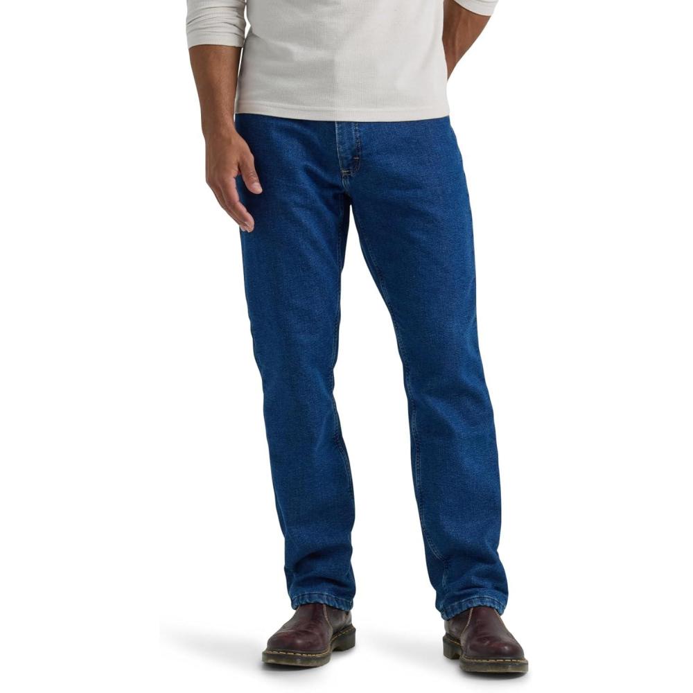 imageLee Mens Legendary Relaxed Straight JeanBlue Mattergray Fleecelined