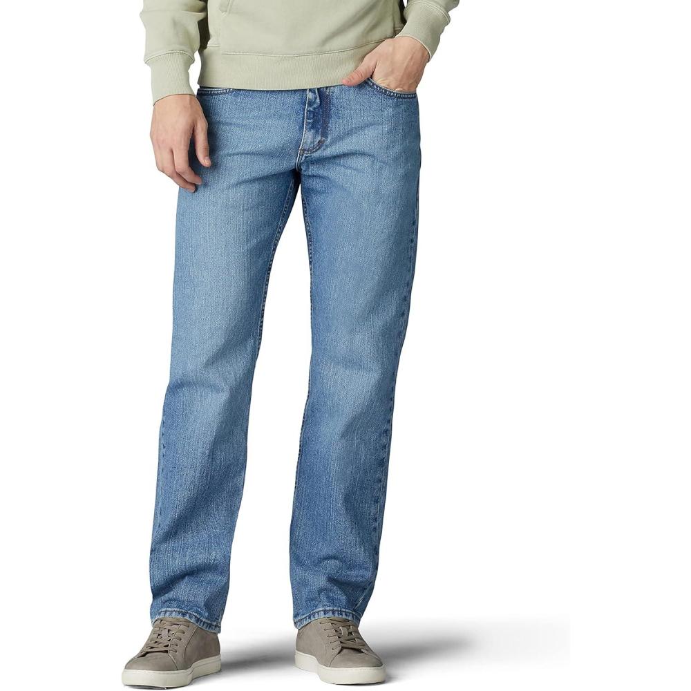 imageLee Mens Regular Fit Straight Leg JeanVintage Stone