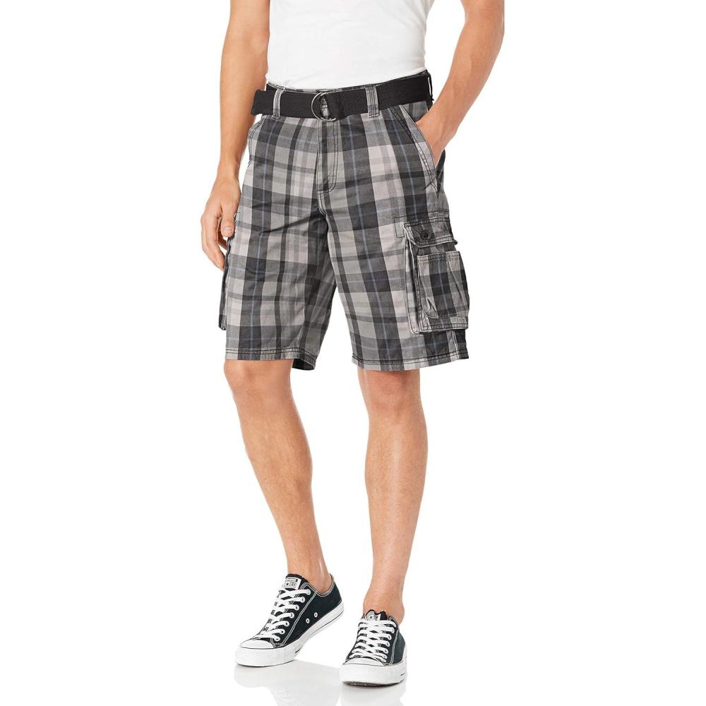 imageMens Dungarees New Belted Wyoming Cargo ShortBennett Plaid