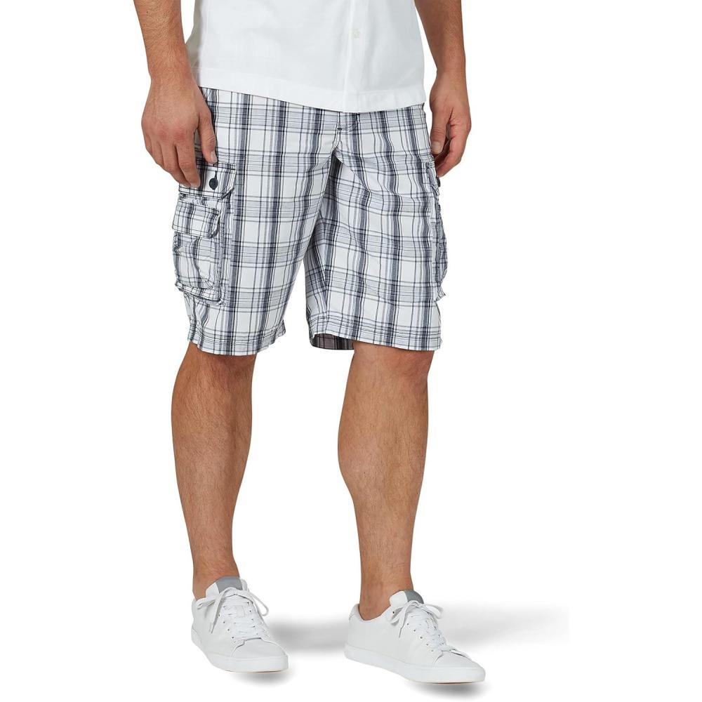 imageMens Dungarees New Belted Wyoming Cargo ShortBlue Mirage Plaid