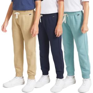 Lee Boys’ 3 Pack Variety Midweight Super Soft Fleece Lined Stretchable Jogger Pants(Khaki Black Blue Set)