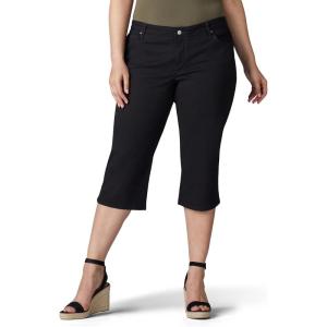 Lee Women’s Plus Size Relaxed Fit Denim Capri Jean(Black)
