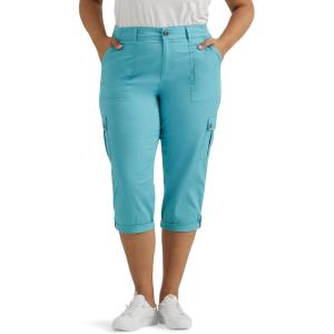 Lee Womens Plus Size Ultra Lux Comfort with Flex-to-go Cargo Capri Pant(Bay Blue)