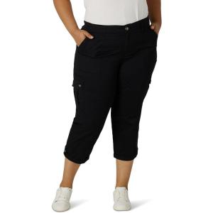 Lee Womens Plus Size Ultra Lux Comfort with Flex-to-go Cargo Capri Pant(Black)