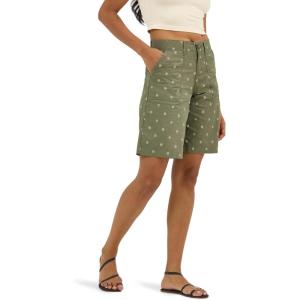 Lee Womens Ultra Lux Comfort with Flex-to-go Utility Bermuda Short(Olive Grove Block Print)