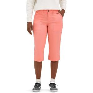 Lee Womens Ultra Lux Comfort with Flex-to-go Utility Skimmer Capri Pant(Bright Papaya)