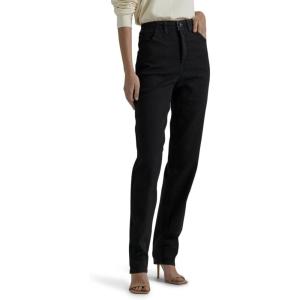 LEE Women’s Relaxed-Fit Side Elastic Tapered-Leg Jean(Double Black)