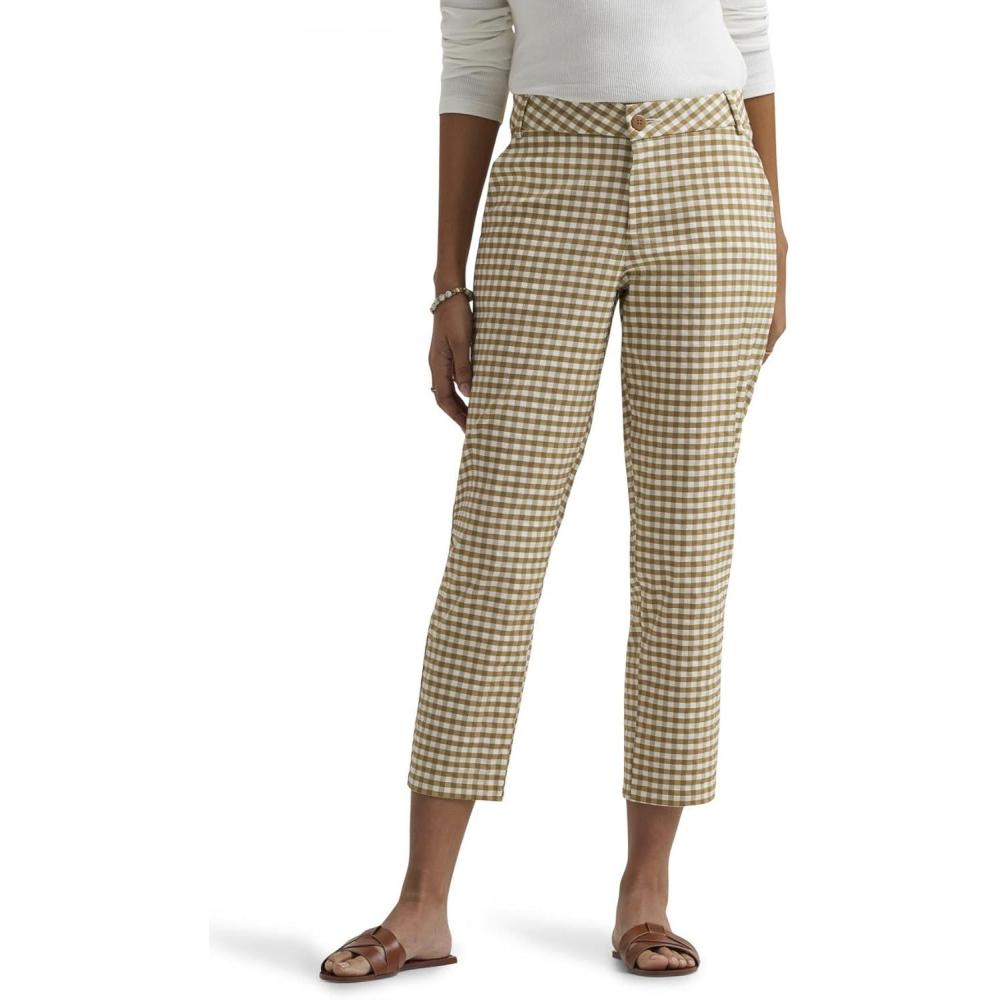 imageLee Womens Gingham 23 Stretch Capri PantNaturalSafari Gingham