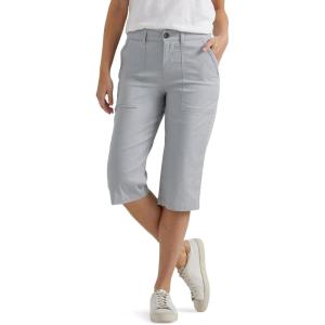 Lee Women’s Ultra Lux Comfort with Flex-to-go Utility Skimmer Capri Pant(Material Gray)