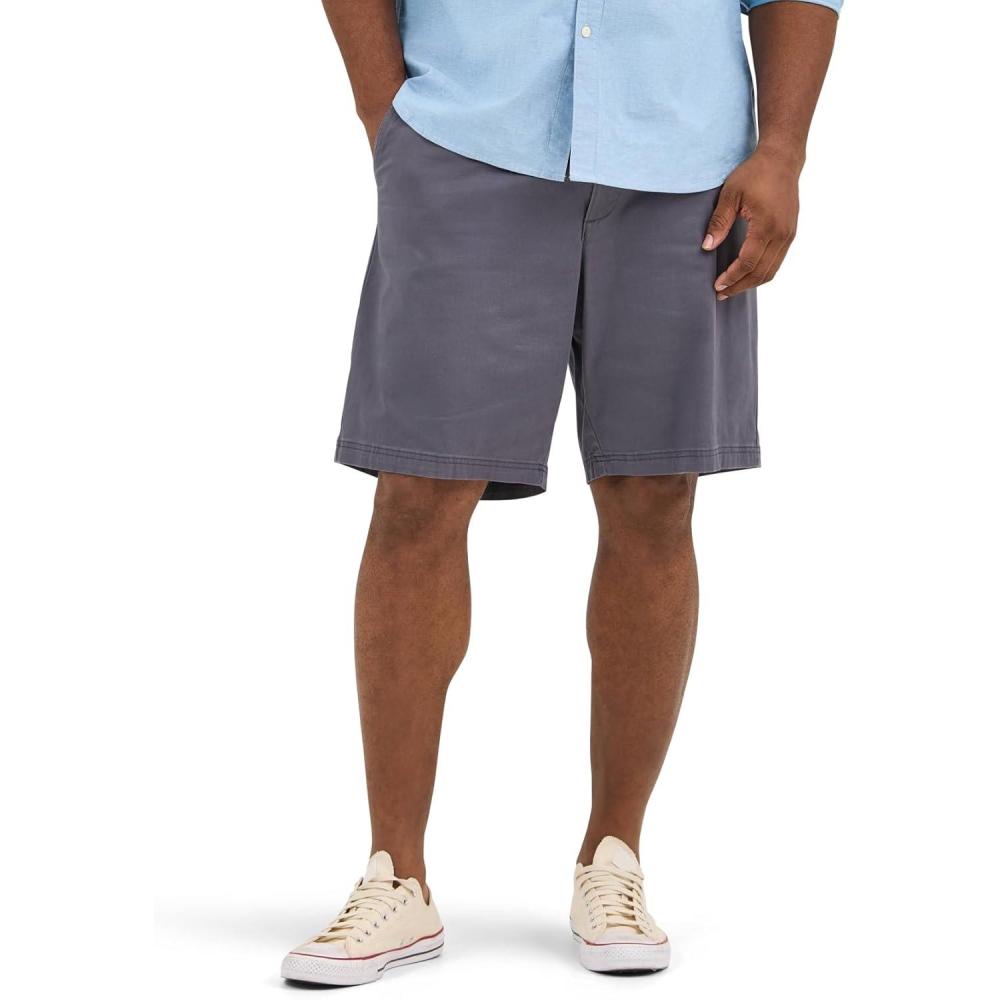 imageLee Mens Big amp Tall Extreme Motion Flat Front ShortCharcoal Gray