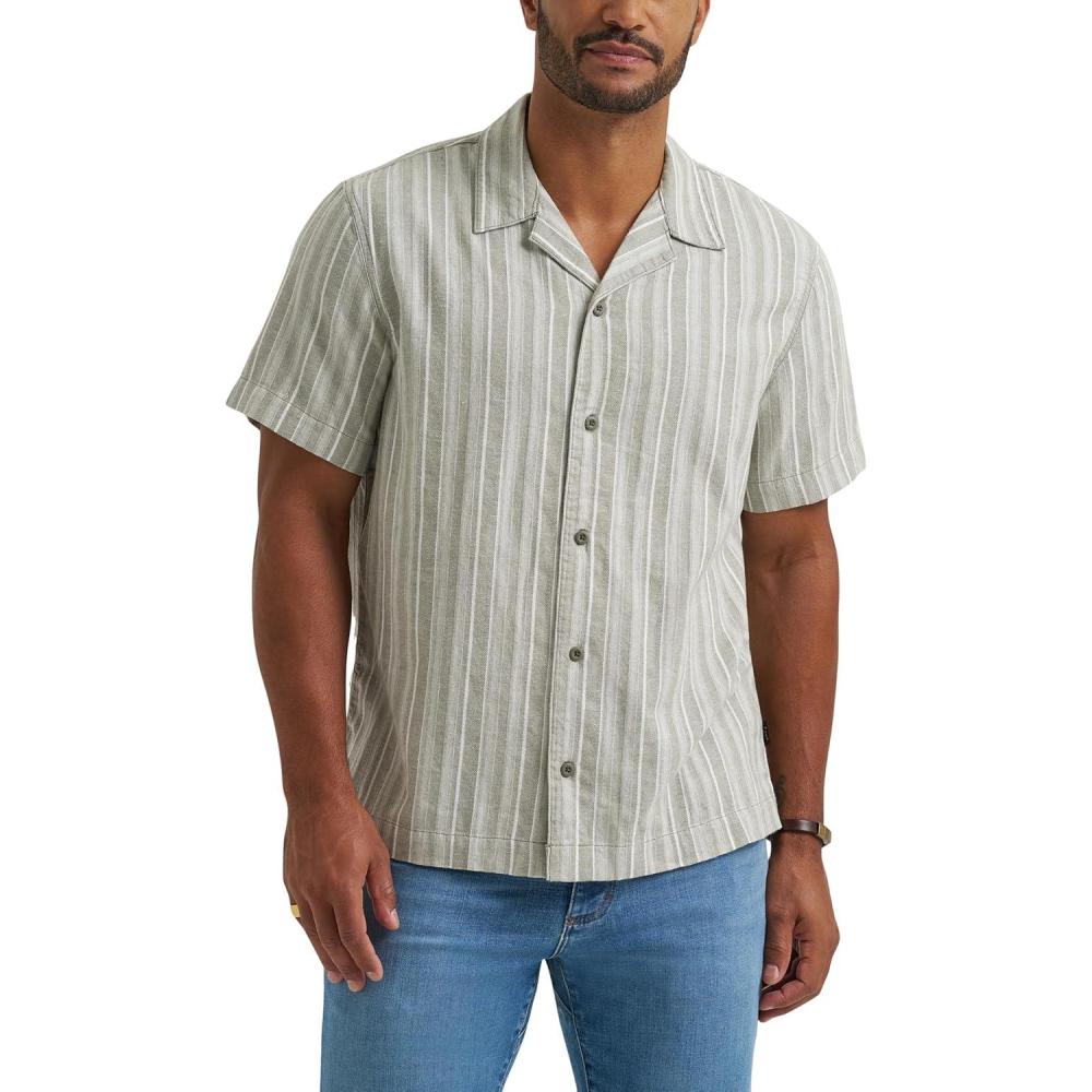 imageLee Mens Legendary Camp ShirtNatural Olive Stripe