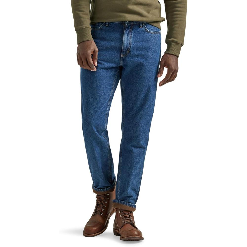 imageLee Mens Legendary Relaxed Straight JeanFleecelined Dark Wash