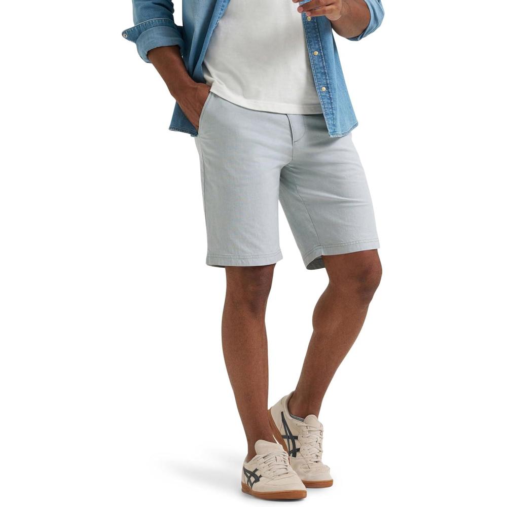 imageLee Mens Extreme Motion Flat Front Short Desert Sage Chambray 36