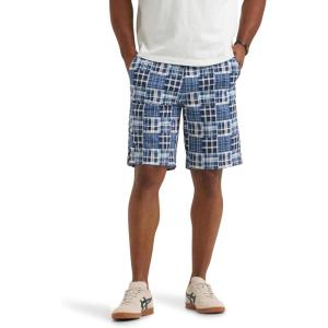 Lee Men’s Extreme Motion Flat Front Short, Rivet Navy Madras, 36