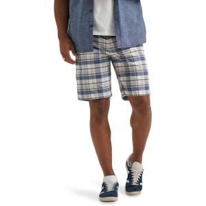 Lee Men’s Extreme Motion Flat Front Short, Slate Gray Plaid, 36