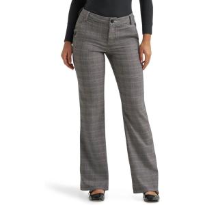 Lee Women’s Wrinkle Free Mid Rise Bootcut Pant(Black/Drizzle Plaid)