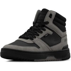 Lee Men’s Fast Lane Mid Retro Court Fashion Sneaker(Black/Dark Grey)