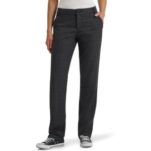 Lee Women’s Wrinkle Free Relaxed Fit Straight Leg Pant(Black/Static Gray Plaid)