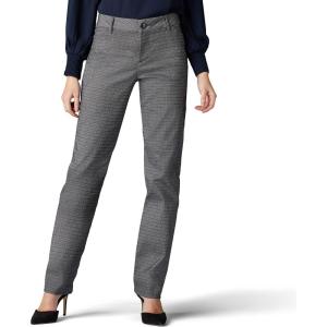 Lee Women’s Wrinkle Free Relaxed Fit Straight Leg Pant(Black/White Rockhill Plaid)