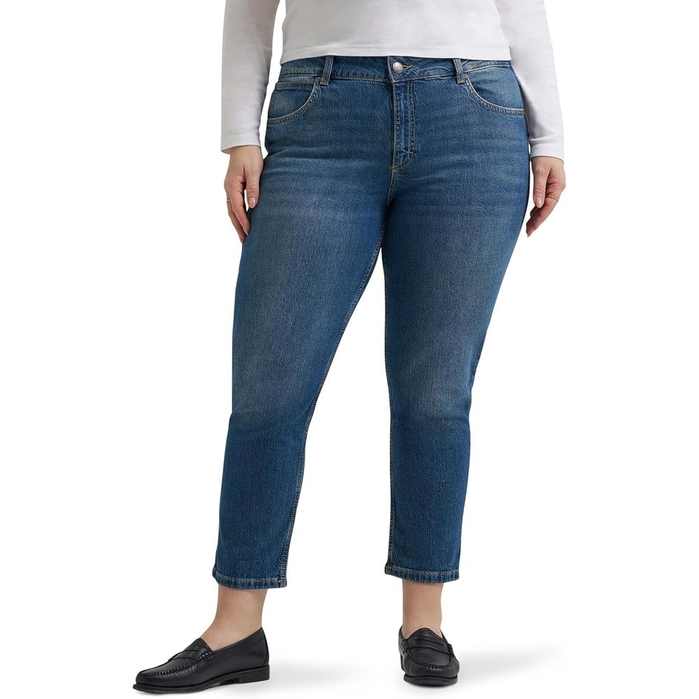 image:imageLee Womens Plus Size Legendary 26 Straight Crop JeanIndigo Quilt
