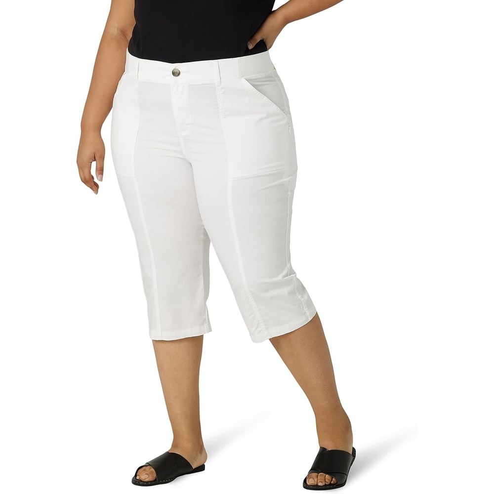 image:imageLee Womens Plus Size Ultra Lux Comfort with Flextogo Utility Skimmer Capri PantWhite