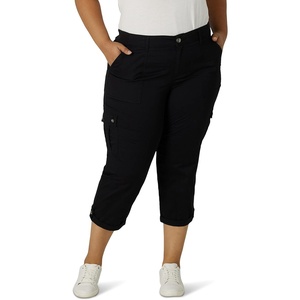 Lee Women’s Plus Size Flex-to-go Mid-Rise Relaxed Fit Cargo Capri Pant(Black)