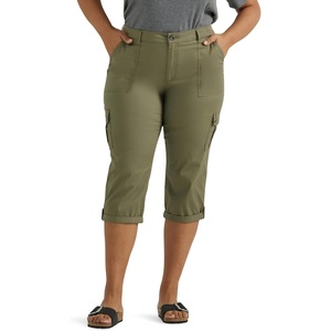 Lee Women’s Plus Size Flex-to-go Mid-Rise Relaxed Fit Cargo Capri Pant(Deep Lichen Green)