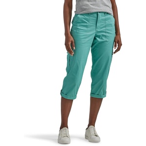 Lee Women’s Plus Size Flex-to-go Mid-Rise Relaxed Fit Cargo Capri Pant(Dusty Jade)