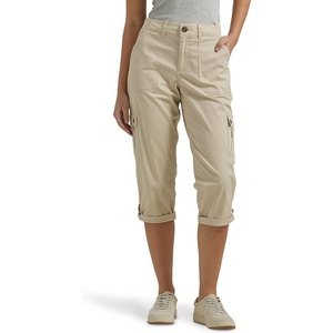 Lee Women’s Plus Size Flex-to-go Mid-Rise Relaxed Fit Cargo Capri Pant(Pioneer Beige)