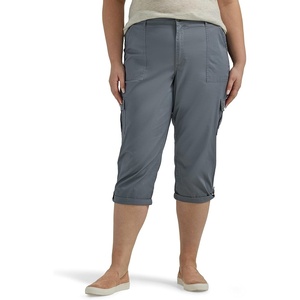 Lee Women’s Plus Size Flex-to-go Mid-Rise Relaxed Fit Cargo Capri Pant(Tech Gray)