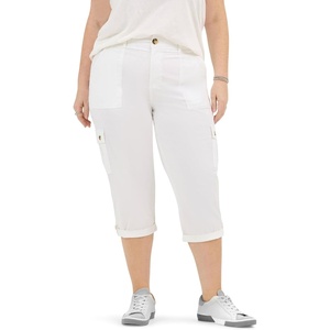 Lee Women’s Plus Size Flex-to-go Mid-Rise Relaxed Fit Cargo Capri Pant(White)