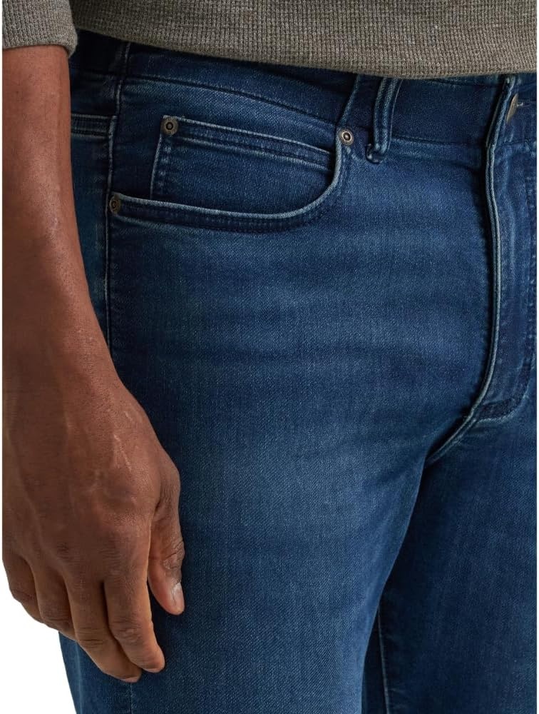 image:imageLee Mens Extreme Motion Regular Taper JeanCadence Brushed Knit Striped Lining