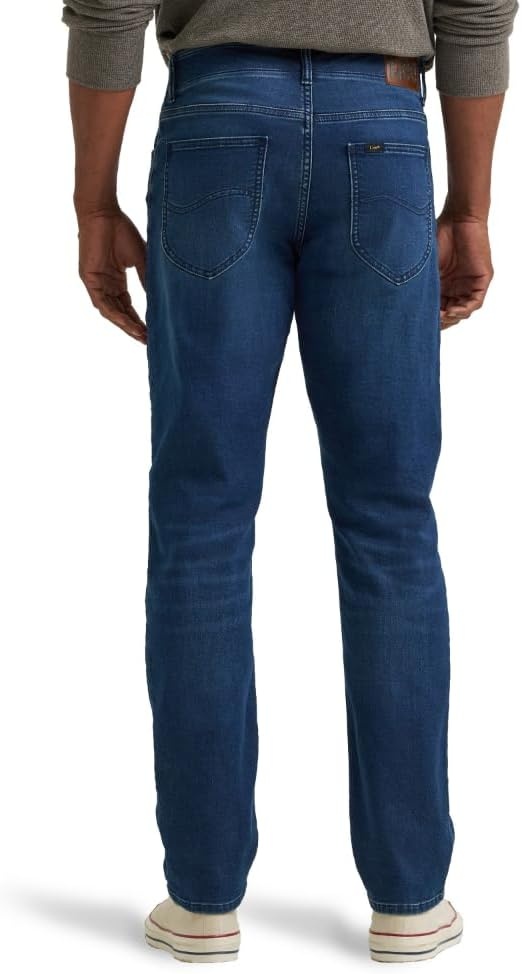 image:imageLee Mens Extreme Motion Regular Taper JeanCadence Brushed Knit Striped Lining